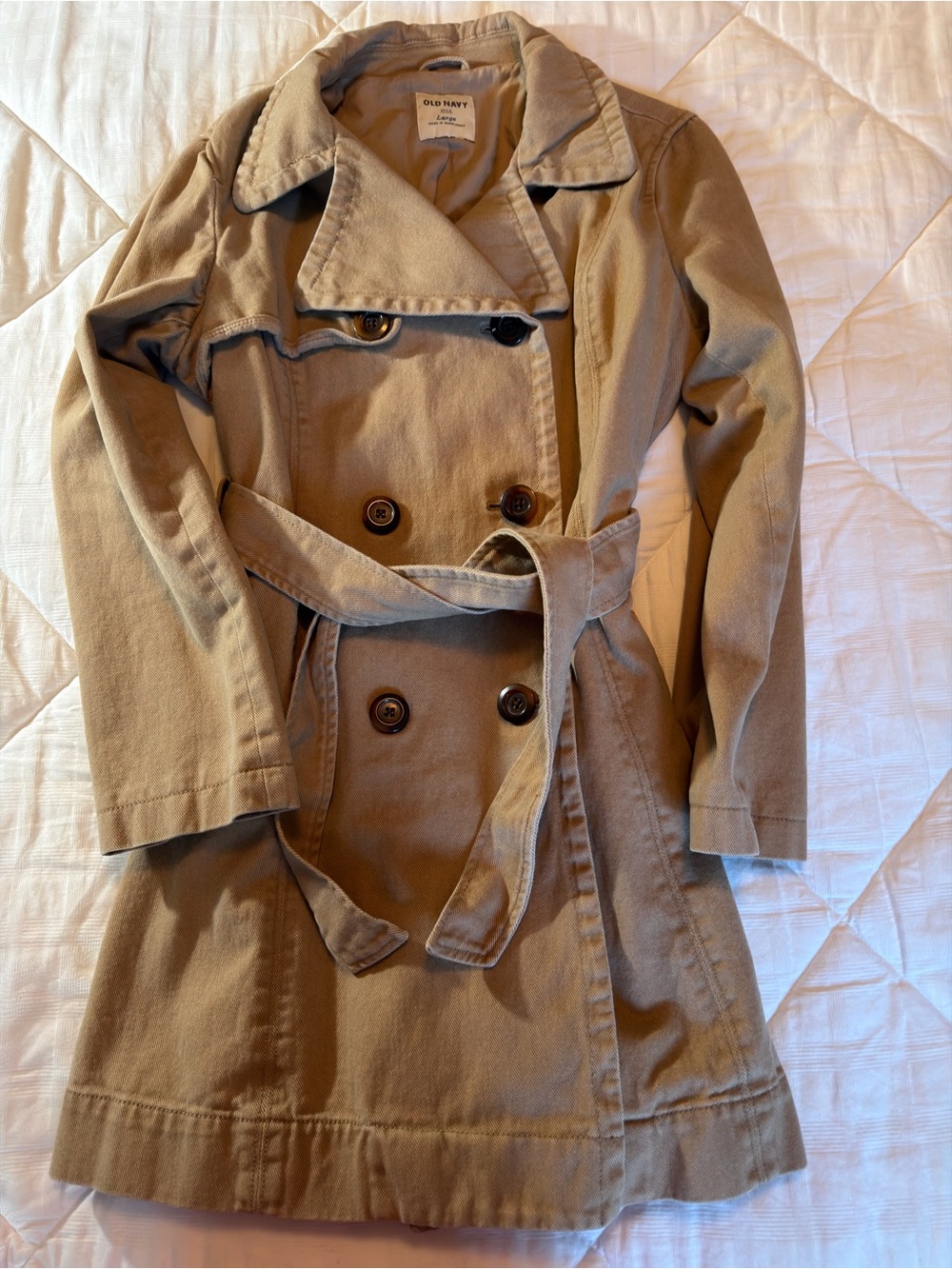 Old Navy Y2K Women’s Khaki Double-Breasted Trench Coat Cotton